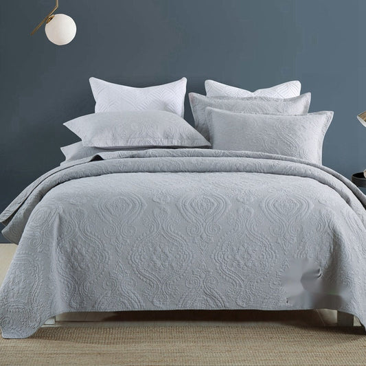 HKM-711635 Plus-Sized Solid Color Pure Cotton Three-Piece Bed Cover Set for 1.5-2.0m Beds