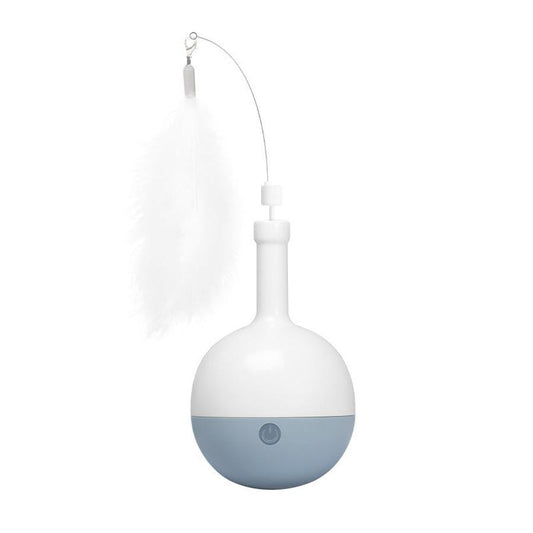 HKM-712147 Interactive Roly-Poly Cat Feather Toy - Ultra Quiet Random Movement, Rechargeable with Auto Timer, Perfect for Indoor Cats