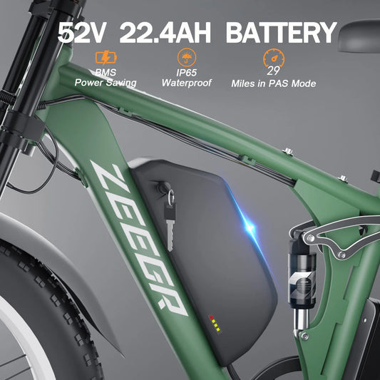 HKM-712339 2000W Dual Motor Electric Bicycle with 22.4Ah Battery, 7 Speed, 26" Fat Tires, Hydraulic Disc Brakes