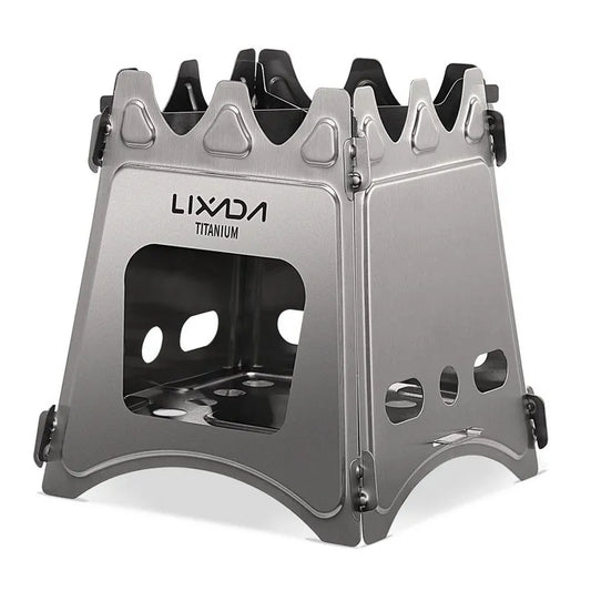 HKM-713299 Portable Titanium Camping Stove - Lightweight Folding Wood Burner for Outdoor Cooking