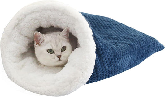HKM-7136957 Cozy Sleeping Bag for Cats, Warm Semi-Enclosed Crinkle Sack Bed for Cats Up to 6kg