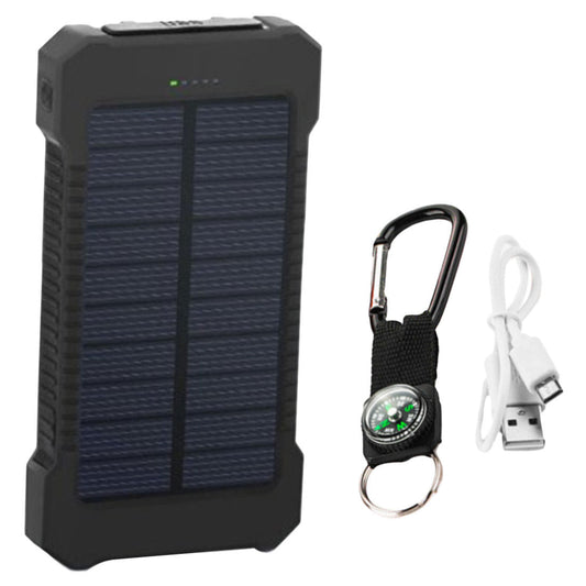 HKM-714323 Ultra-Thin Waterproof Solar Power Bank with LED Flashlight and Multi-Port Output, 10000mAh