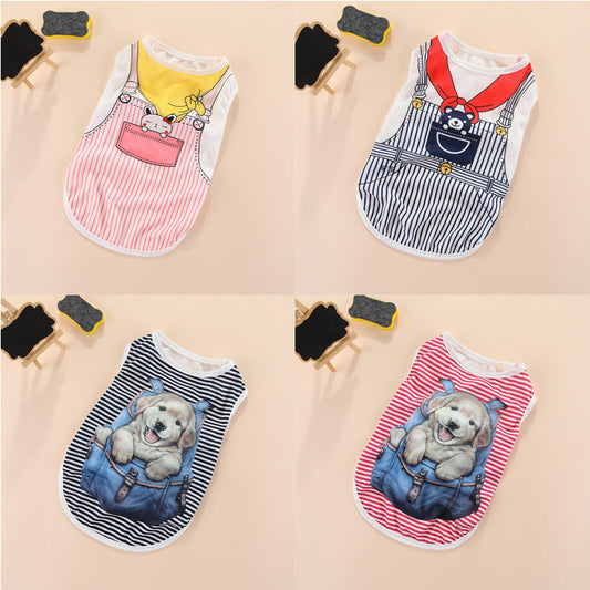 HKM-7144253 Summer Striped Pet Vest for Dogs and Cats - Various Colors and Floral Designs