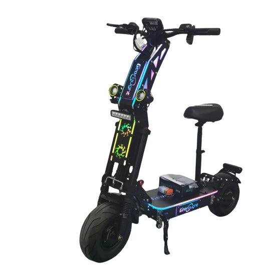 HKM-714963 Dual Motor Electric Scooter - 72V 10000W, 40Ah Battery, 120km Range, Waterproof with Colorful RGB Lights
