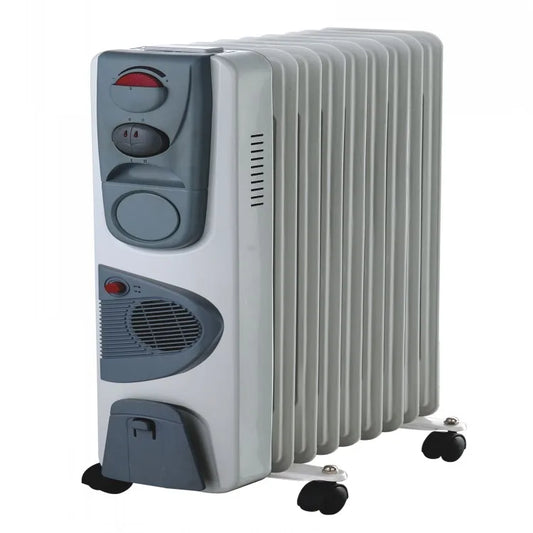 HKM-717011 Oil-Filled Radiator Heater with Adjustable Thermostat and Overheat Protection, 1500-2500W