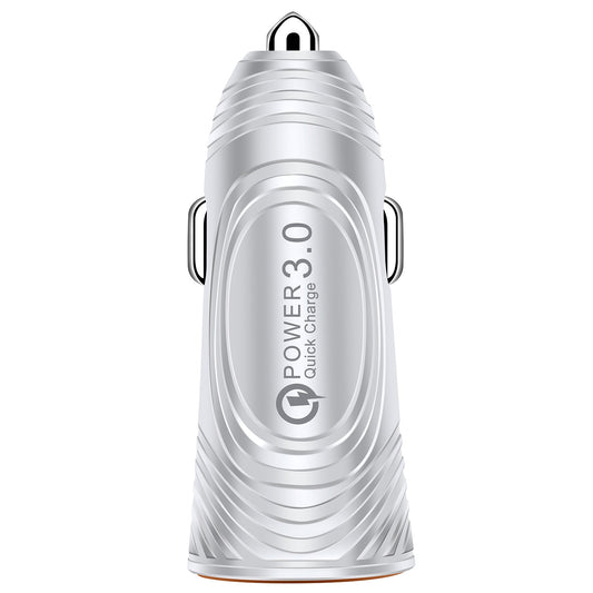 HKM-718803 Fast Charging Car Charger with QC3.0 and 3.1A USB Output in White and Black
