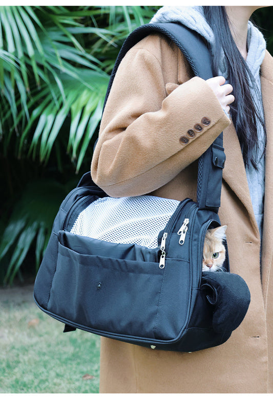 HKM-7194941 Spacious Genuine Leather Cat Backpack for All Seasons in Milky White and Black