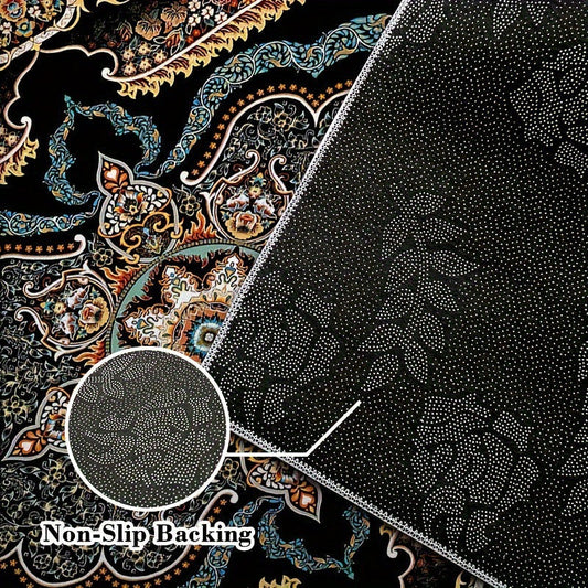 HKM-7210813 Persian Style Crystal Velvet Water-Absorbing Living Room Carpet Blanket for Sofa and Coffee Table