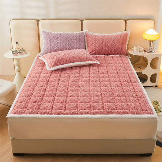 HKM-721683 Solid Color Velvet Bed Protection Cushion with Pillowcases - Multiple Sizes Available