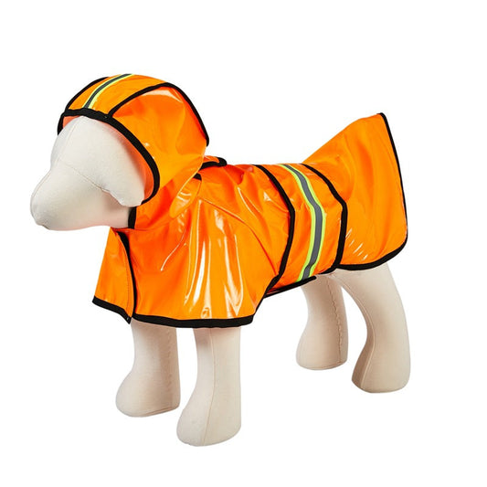 HKM-7226045 Waterproof PU Leather Dog Raincoat with Reflective Stripe - Available in Multiple Colors and Sizes