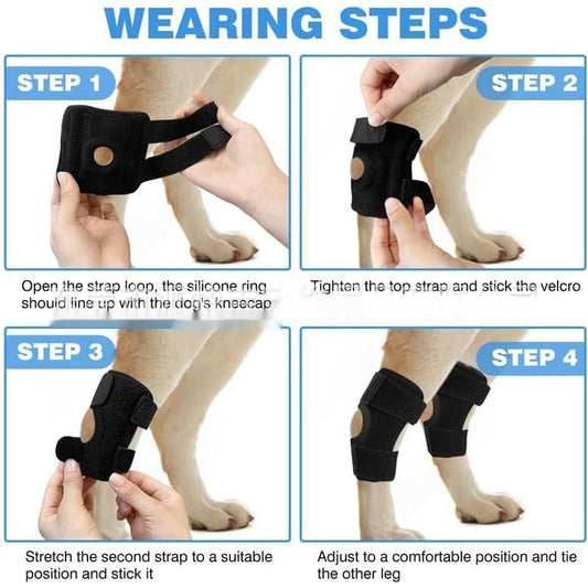 HKM-7249341 Pet Dog Joint Knee Pad for ACL Tear Rehabilitation and Joint Dislocation Protection - Black