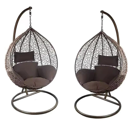 HKM-726163 Outdoor Rattan Egg Chair - Modern Hanging Patio Swing for Garden Relaxation