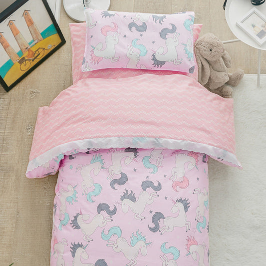 HKM-726611 Children's Cartoon Cotton Three-Piece Quilt Set for Kindergarten and Crib Use