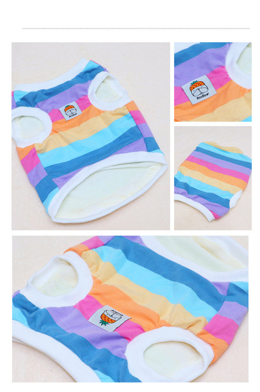HKM-7270333 Rainbow Cotton Dog Vest ¨C Autumn & Winter Plus Velvet Design, Sizes S to XXL