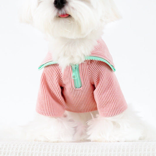 HKM-7276093 High Neck Zip Dog Vest in Pink - Fashionable Minimalist Design for Pets