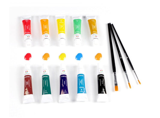 HKM-728531 24 Color Acrylic Paint Set with Palette and Brushes for Oil Painting - 12ml Tubes