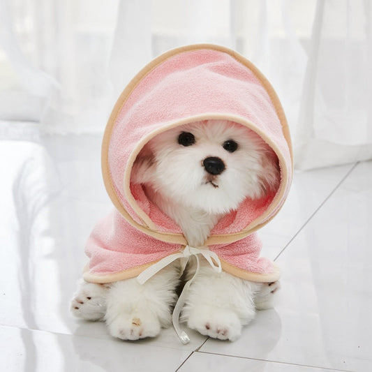 HKM-7296445 Quick-Drying Microfiber Pet Bathrobe - Soft, Absorbent Towel in Light Green, Pink, Yellow, Beige