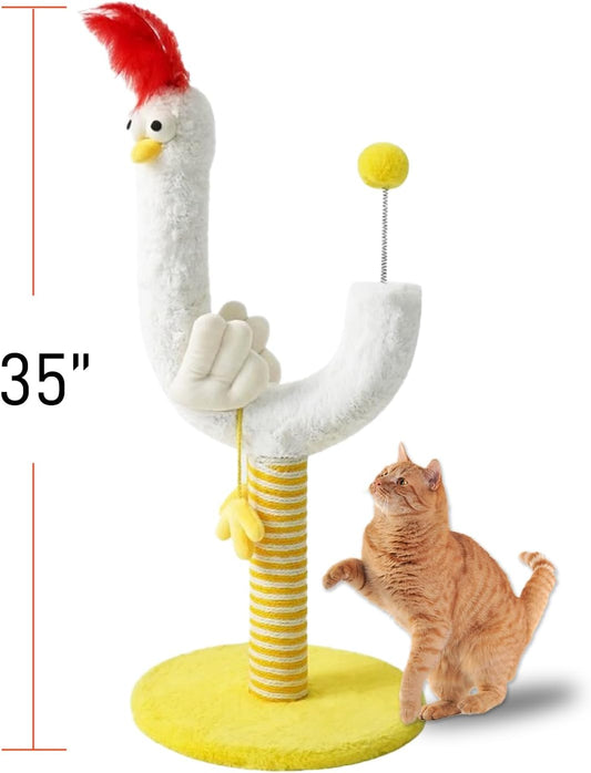 HKM-7321277 Curved Sisal Cat Scratching Post with Spring Ball for Indoor Cats - Durable and Stable Design