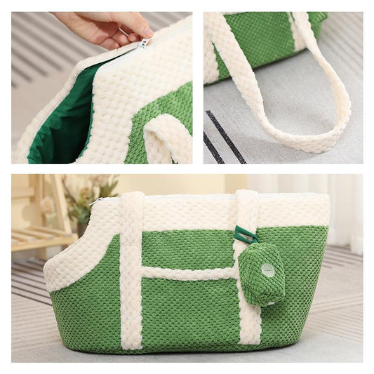 HKM-7326013 Warm Cartoon-Patterned Portable Pet Satchel for Small Dogs and Cats