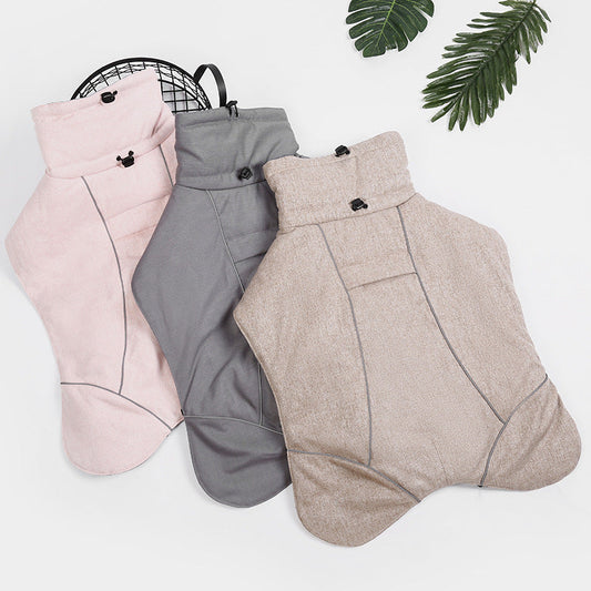 HKM-7351357 Soft Warm Reflective Padded Dog Jacket - Cotton and Linen Blend, Multiple Sizes and Colors