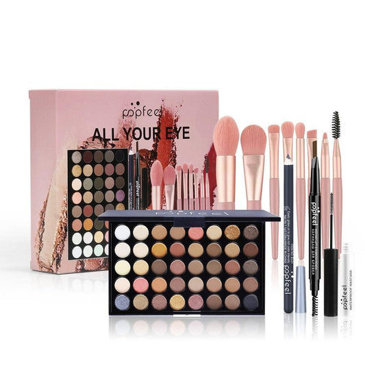 HKM-736723 40-Color Eye Shadow Makeup Set with Brush - Versatile Brown Tones for All Skin Types
