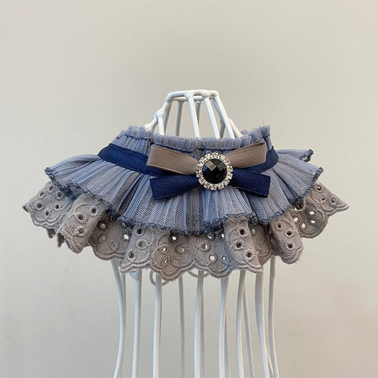 HKM-7381181 Triangle Lace Scarf Bow Tie for Cats and Dogs in Blue