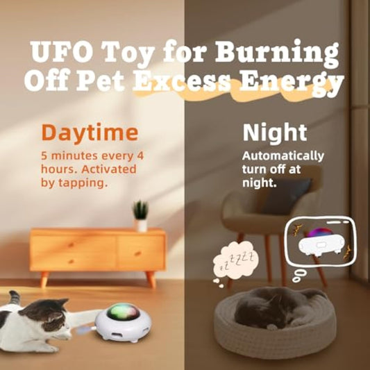 HKM-7386813 Automatic Interactive Cat Toy with Feather, Multi-Mode Play, USB Rechargeable, Cat Hair Removal Feature