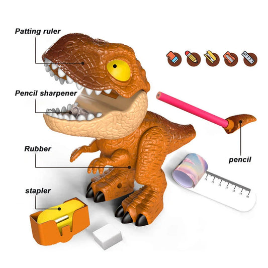 HKM-739539 5 in 1 Dinosaur Model Stationery Set for Kids - Fun Cartoon Supplies for School and Crafts