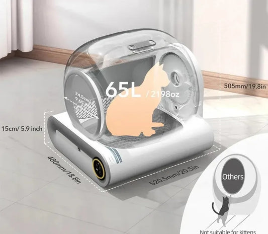 HKM-741715 Automatic Self-Cleaning Cat Litter Box with 65L Capacity and APP Control