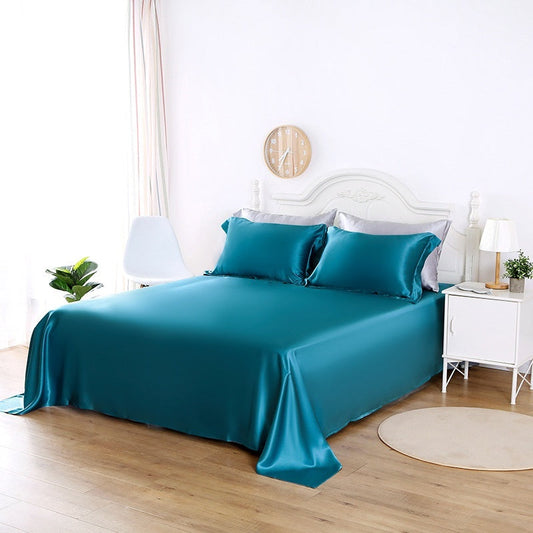 HKM-742099 Silk Bed Sheet in Solid Colors - Modern Minimalist Design, Multiple Sizes Available