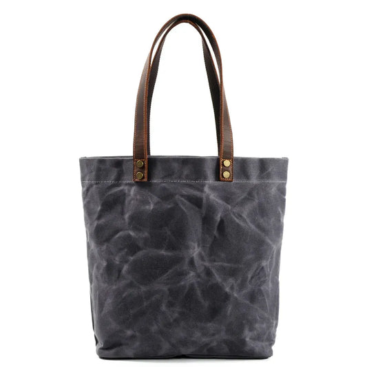 HKM-742163 Waterproof Waxed Canvas Women's Shoulder Handbag with Large Capacity and Retro Style