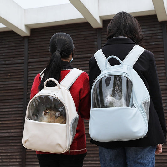 HKM-7424317 Portable Astronaut Cat Backpack with Half Window and Constant Temperature Heating, 15L Capacity, Solid Color Design