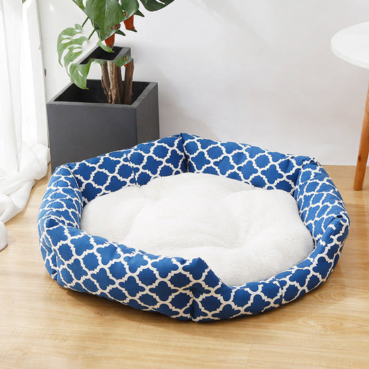 HKM-7426109 Cozy Deerskin Velvet Pet Nest for Medium to Large Dogs - Washable and Durable