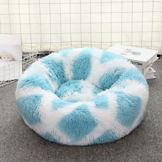 HKM-7476157 Warm Plush Round Pet Bed for Cats and Dogs - Multiple Sizes and Colors