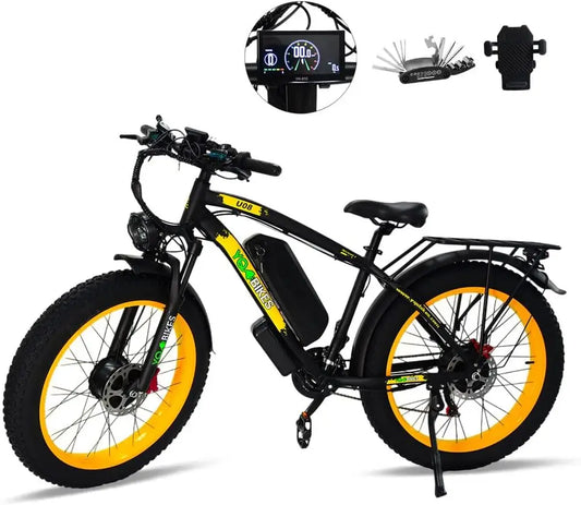 HKM-748179 2000W Electric Mountain Fatbike with Dual Motors, 26-Inch Wheels, 21-Speed Gears, 48V Lithium Battery, Up to 60 km/h