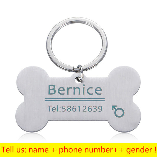 HKM-7501117 Personalized Stainless Steel Anti-Lost Pet ID Tag for Dog Collar