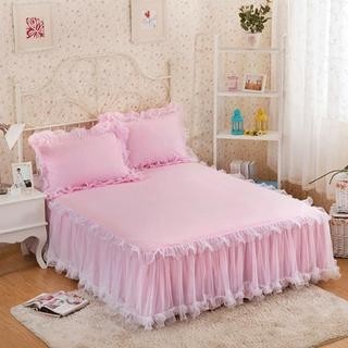 HKM-751315 Korean Style Lace One-Piece Bedspread for Thick Mattress Protection - Multiple Color Options Available