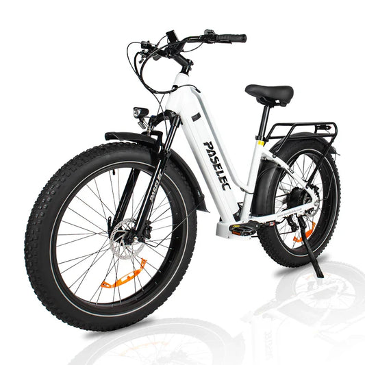 HKM-751635 City Electric Bicycle with 7-Speed Gears, 26" Wheel, Aluminum Frame, Hydraulic Disc Brakes and Shock Absorber Fork