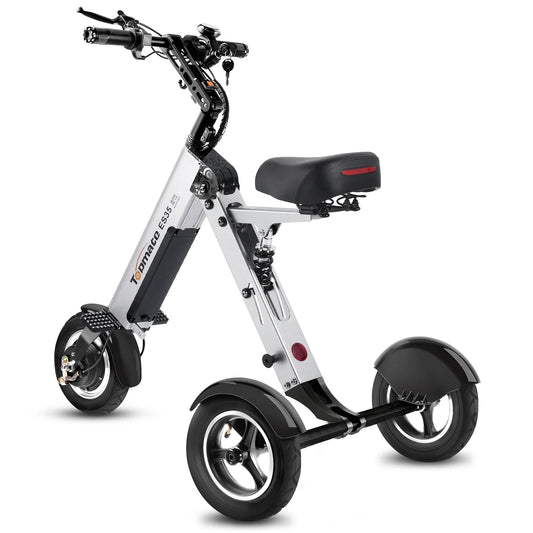 HKM-752659 Electric Folding Tricycle Mobility Scooter for Adults - Lightweight with Removable Battery, 10-Inch Tires, 30km Range