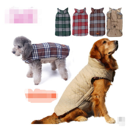 HKM-7536061 Reversible Waterproof Lattice Pet Dog Jacket ¨C Stylish and Functional Dog Clothes in Multiple Colors and Sizes