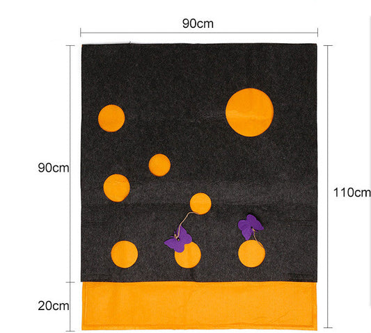 HKM-7571261 DIY Cat Play Puzzle Tunnel and Pet Mat ¨C Felt Fabric with Sound Paper, Bell & Butterfly Toys, Versatile Design for Multi-Cat Fun