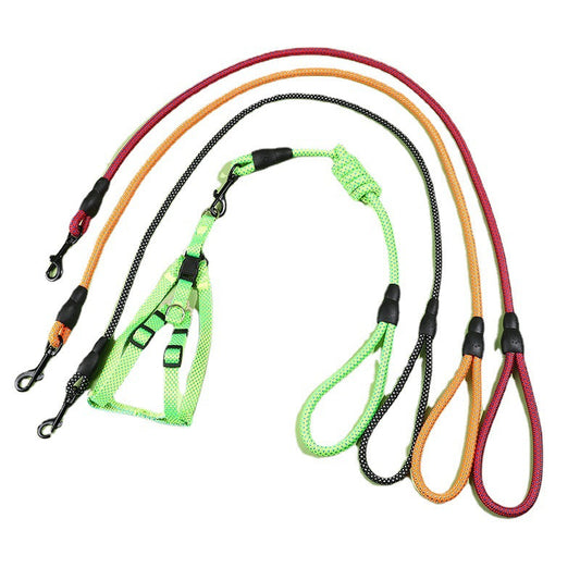 HKM-7585725 Adjustable Nylon Woven Pet Traction Rope with Chest Harness - Available in Multiple Colors
