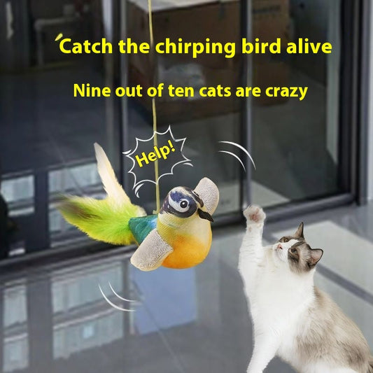 HKM-7589181 Hanging Bird Teaser Cat Toy with Plush Simulation, Multiple Colors Available