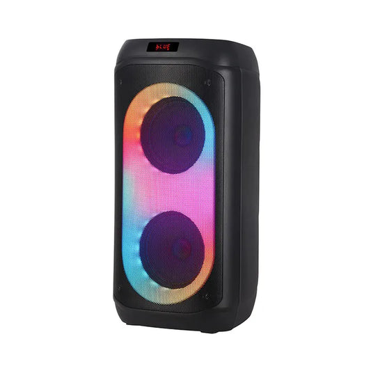 HKM-759059 Portable Dual 8 Inch Party Speaker with Powerful Bass and Wireless Functionality