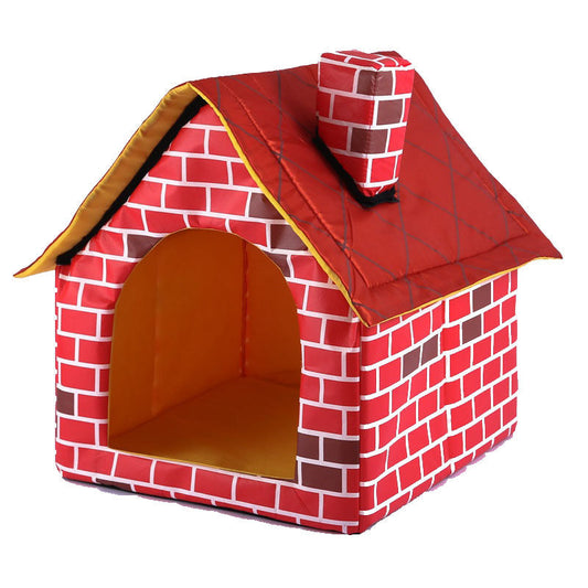 HKM-7595709 Cozy Removable & Washable Pet Nest for Small Dogs and Cats - Red, 39x40.5x44CM