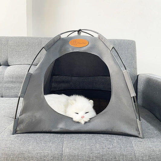 HKM-7596477 Foldable Outdoor Canvas Tent for Cats - Available in Off White, Gray, Coffee, Two Sizes