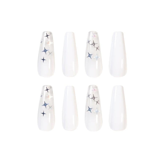 HKM-759699 Waterproof Nail Art Patches - 24 Removable Fake Nail Pieces, Size 10x30mm