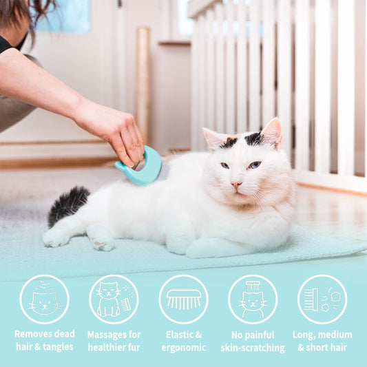 HKM-7598909 Pet Grooming and Deshedding Tool for Cats, Dogs, and Bunnies - Suitable for All Hair Types, Ergonomic Design