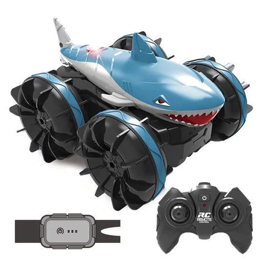 HKM-760787 RC Amphibious Shark Stunt Vehicle for Boys - Ready-to-Use 2.4GHz Remote Control Car, Waterproof Design