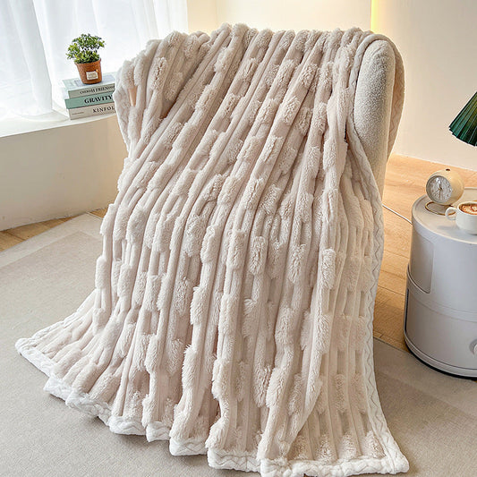 HKM-761363 Bamboo Knot Flannel Blanket - Solid Color, Multiple Sizes for Home Use
